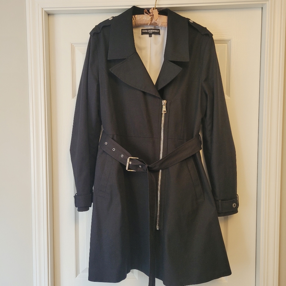 Karl Lagerfeld Paris Women's Black Belted Jacket